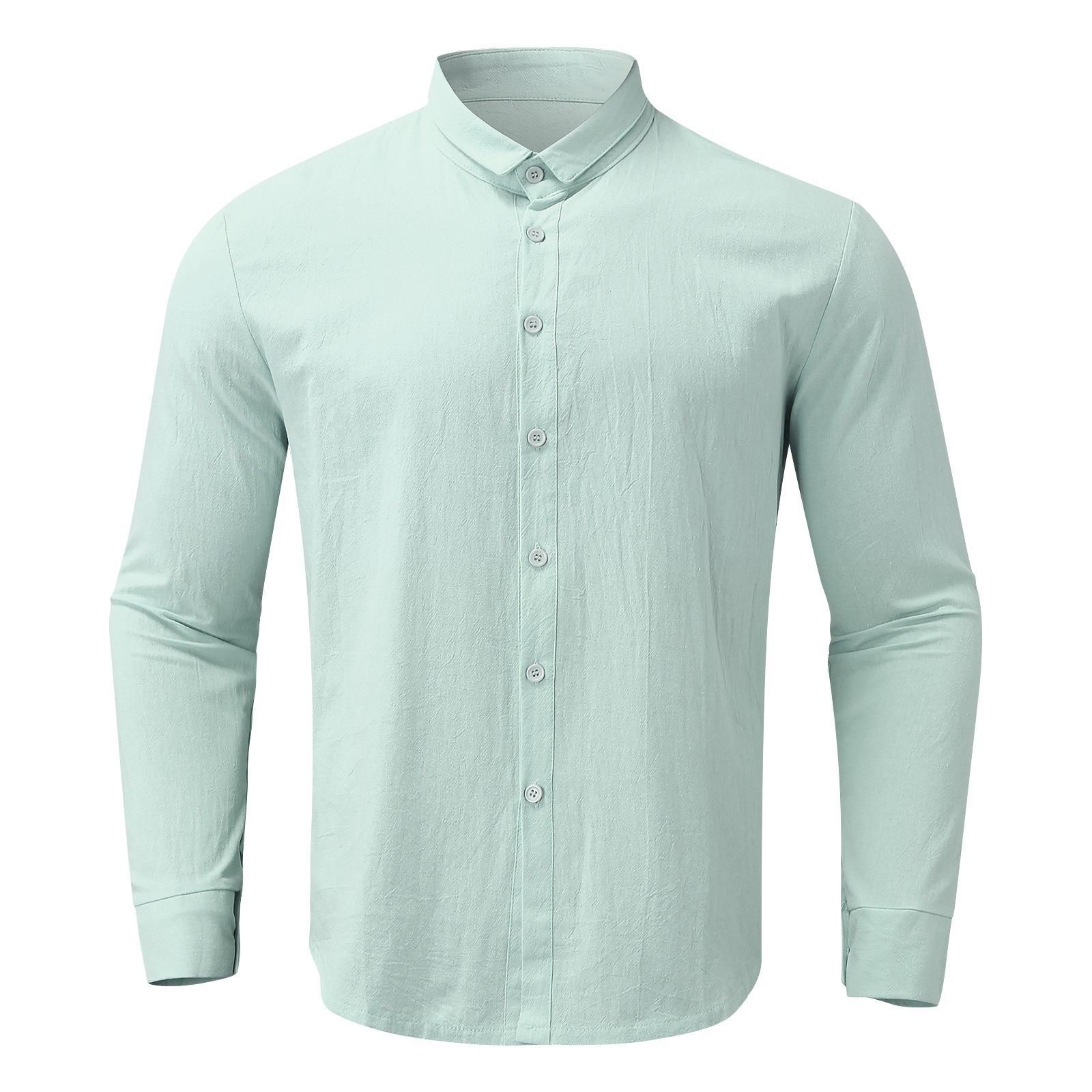 thumbnail image 4 of Camisa de manga larga con cuello vuelto para hombre - Diseño liso - Algodón - Informal para todas las estaciones - Tallas M-XXXL, 4 of 5